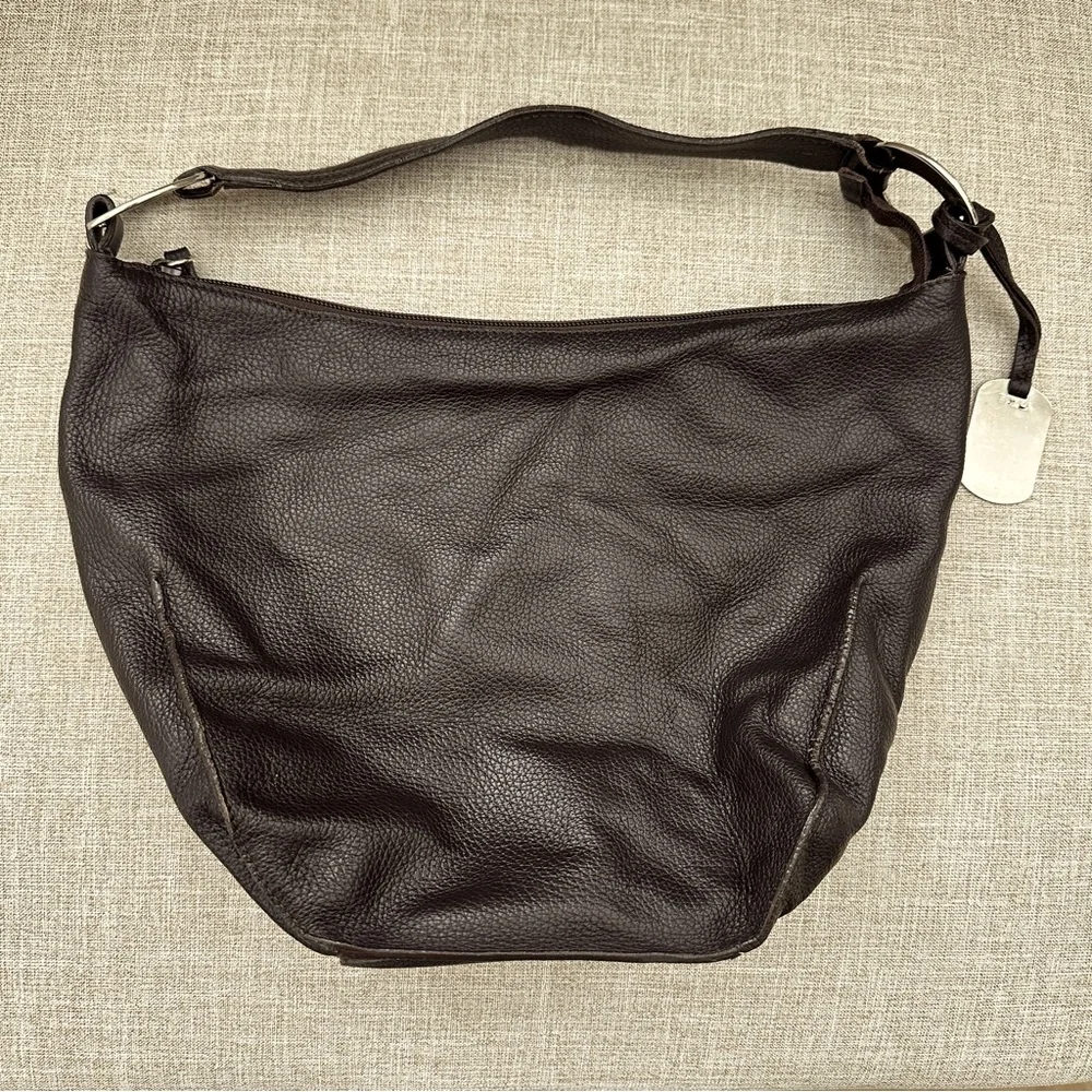 Furla Vintage Pebbled Genuine Leather Hobo Handbag